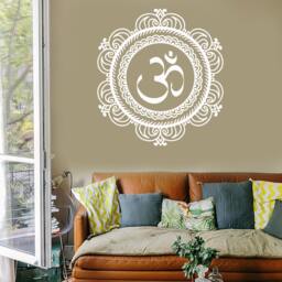 Wall Vinyl Decal Mandala Om Symbol Of Universe Cosmos Yoga Religious Spiritual Modern Home Decor - #1258Di - thumbnail 3