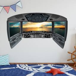 Vwaq Cockpit Wall Decal - 3D Airplane Window Sticker Ocean View Mural - Cp11 - thumbnail 1