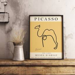 Picasso Exhibition Poster, Sandy Camel, Vintage Art Print, Minimalist Line Illustration Drawing, Bedroom Art, Ideal Gift - thumbnail 2