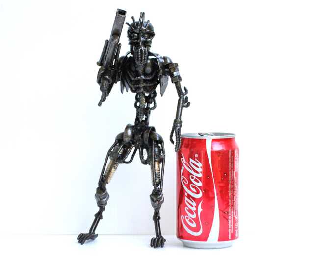 District 9 Scrap Metal Sculpture, Handmade Recycled Steel Art, Unique Valentine Gift For Him - image 1