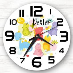 Baby Dinosaur Boy Or Girls Room Custom Gift Personalised Clock - thumbnail 1