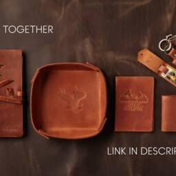 Personalized Fathers Day Mens Gift, Leather Valet Tray, Custom Phone Holder, Key Personalized Desk Catchall, Tray Organizer - thumbnail 4