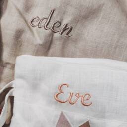 Ready To Ship Linen Quilted Christmas Stocking With Name Personalization Embroidery & Patchwork Star - thumbnail 4