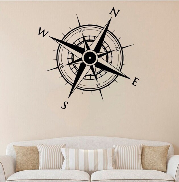 Compass Wall Decal Vinyl Sticker Rose Nautical Interior Design Kids Room Decor Travel Mural Bathroom Decals 9Jte - image 1