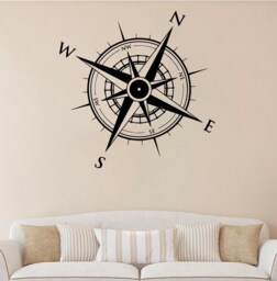 Compass Wall Decal Vinyl Sticker Rose Nautical Interior Design Kids Room Decor Travel Mural Bathroom Decals 9Jte - thumbnail 1