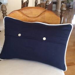 Orange Poppy Pillow Cover, Flower Pillow, Piped Pillow, Blue Gray Herringbone Wedding Accent Decorative Sofa - thumbnail 3