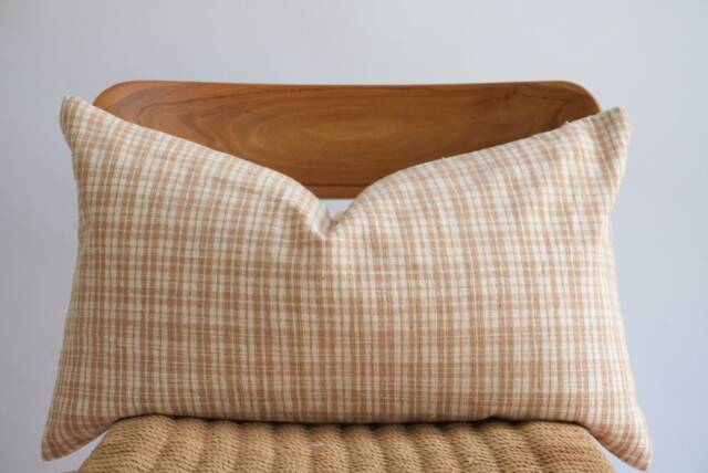 Handwoven Lumbar Pillow Cover Karen Batik Hemp, Boho Farmhouse Decor - image 1