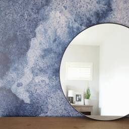 Ink Splatter Navy Wall Mural, Self Adhesive Removable Wallpaper, Classic Texture, Splash Art, Retro Watercolor Wall Mural #15 - thumbnail 3