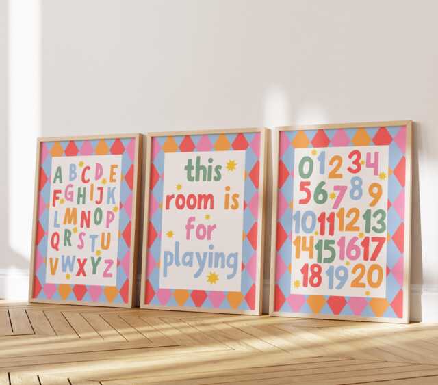 Kids Fun Educational Prints - Abc Alphabet Numbers Count To 20 Toddler Children's Poster Playroom Bedroom Decor Colourful Wall Art - image 1