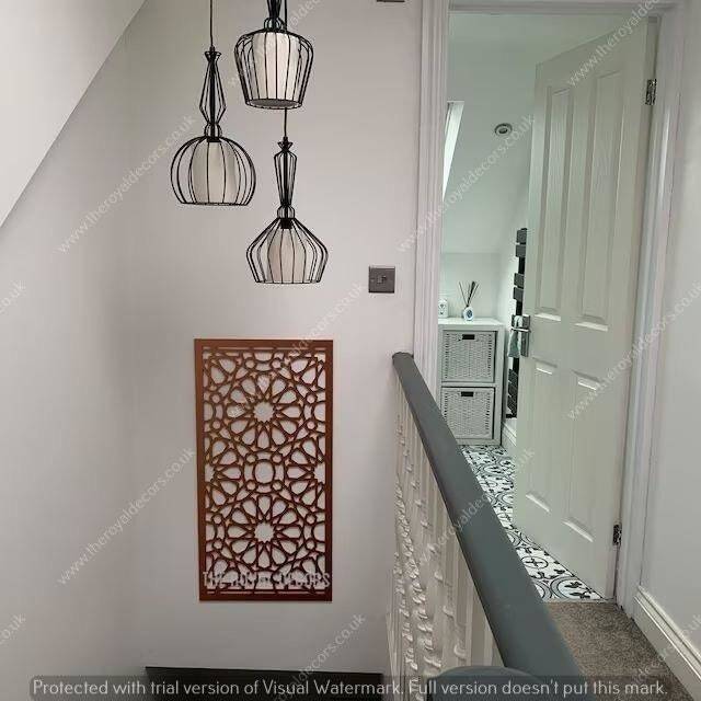 Geometric Fretwork Wood Panel, Moroccan Wall Decor - image 1