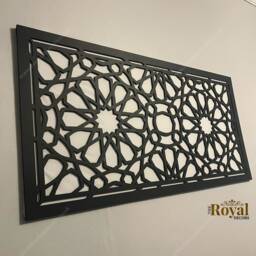 Geometric Fretwork Wood Panel, Moroccan Wall Decor - thumbnail 3