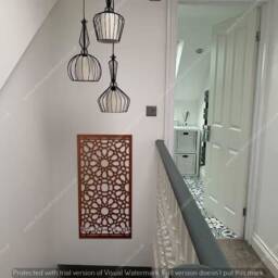 Geometric Fretwork Wood Panel, Moroccan Wall Decor - thumbnail 1