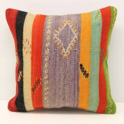 Handmade Kilim Pillow Cover - 16x16 Inch - Boho Home Decor - thumbnail 2