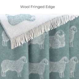 Eucalyptus Green Sheep Wool Throw - Mint Blue Woven Blanket Made From Pure Ideal For Housewarming Gift - thumbnail 3