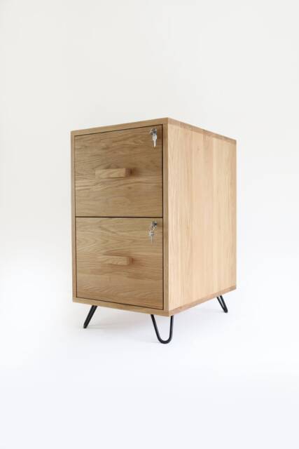 Wooden Filing Cabinet, Lockable Drawers Wood Work From Home Office Storage Decor - image 1