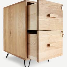 Wooden Filing Cabinet, Lockable Drawers Wood Work From Home Office Storage Decor - thumbnail 2