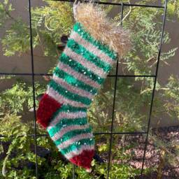 Metallic Green Striped Christmas Stocking By Jinglebellsocks - thumbnail 2