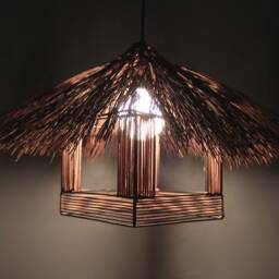 Rattan Farmhouse Chandelier - Rustic Brown Or Natural Lighting - thumbnail 2