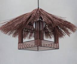 Rattan Farmhouse Chandelier - Rustic Brown Or Natural Lighting
