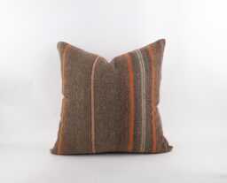 Large Kilim Pillow Cover 24'' Handwoven Turkish Wool Cushion - thumbnail 1