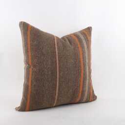 Large Kilim Pillow Cover 24'' Handwoven Turkish Wool Cushion - thumbnail 2