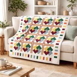 Interwoven Paths Quilt Pattern - Modern Geometric Patchwork - PDF Pattern, 76x92 Throw/Bed Size - thumbnail 1