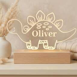 Personalised Dinosaur Night Light - Custom Name Led Lamp For Kids, Boys Bedroom Decor, Nursery & Birthday Gift - thumbnail 3