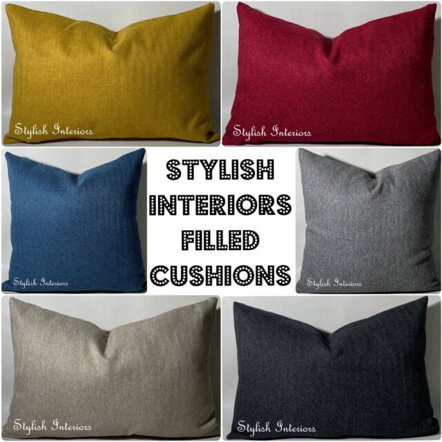 Hi-Quality Handmade Herringbone Tweed Reversible Cushions With Pad Insert - image 1