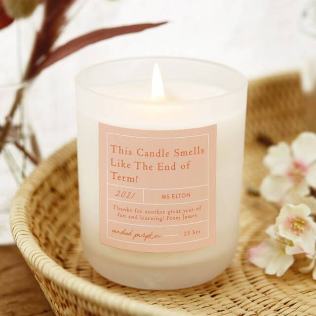 Personalised Teacher Gift Candle, End Of Term, Soy Wax - image 1