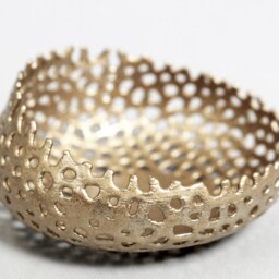 3D Printed Modern Voronoi Glass Tealight Holder With Candle - thumbnail 2