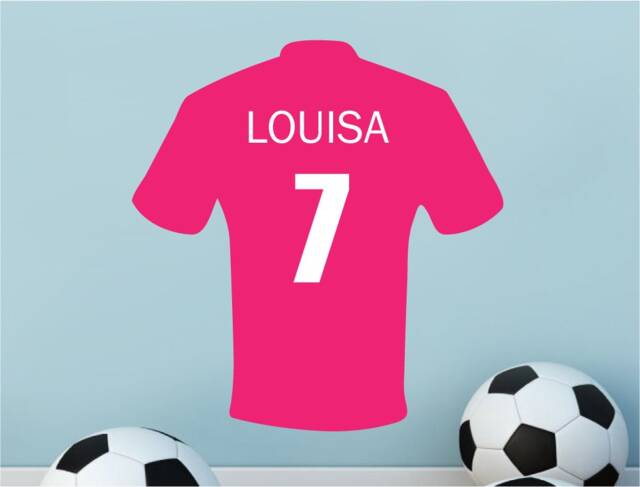 Custom Personalised Football Shirt Wall Art Sticker, Personalised Football Gifts For Soccer Bedroom, Wall Decor Boys Bedroom Decal - image 1