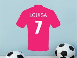 Custom Personalised Football Shirt Wall Art Sticker, Personalised Football Gifts For Soccer Bedroom, Wall Decor Boys Bedroom Decal