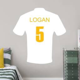 Custom Personalised Football Shirt Wall Art Sticker, Personalised Football Gifts For Soccer Bedroom, Wall Decor Boys Bedroom Decal - thumbnail 2