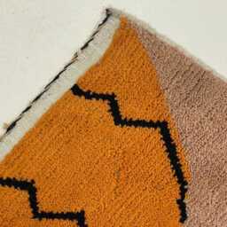 Custom Sahara Brown Wool Rug Handmade Moroccan Checkered Rug - thumbnail 4