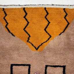 Custom Sahara Brown Wool Rug Handmade Moroccan Checkered Rug - thumbnail 3
