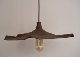 Handmade Ceramic Flower Pendant Light - Brown Wabi Sabi Lighting - 15