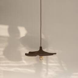 Handmade Ceramic Flower Pendant Light - Brown Wabi Sabi Lighting - 15 - thumbnail 3