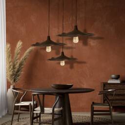 Handmade Ceramic Flower Pendant Light - Brown Wabi Sabi Lighting - 15 - thumbnail 2