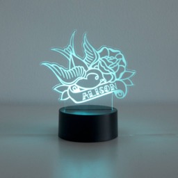 Personalised Tattoo Swallow Led Night Light - Custom Retro Name Desk Lamp - thumbnail 2