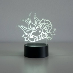 Personalised Tattoo Swallow Led Night Light - Custom Retro Name Desk Lamp