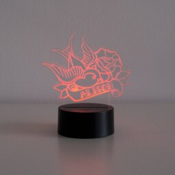 Personalised Tattoo Swallow Led Night Light - Custom Retro Name Desk Lamp - thumbnail 3