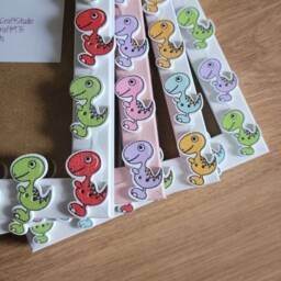 Colourful Wooden Dinosaur Button Photo Frame 4 X 6 Inches - thumbnail 1