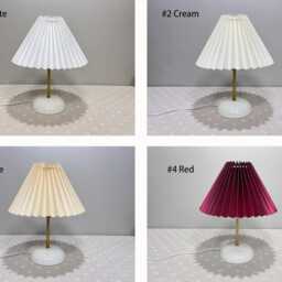 Handmade Ceramic Table Lamp With Pleated Shade - 16 Colors - thumbnail 3