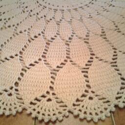 Handmade Wool Doily Rug Round Crochet Floor Carpet - thumbnail 3