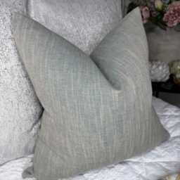 Blue Grey Herringbone Cushion Cover, Decorative Pillow Sofa Case , Design, Designer Fabric Countryside Home - thumbnail 1