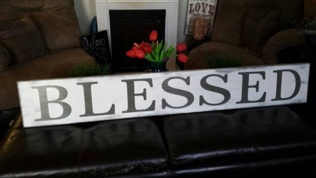 Blessed Sign Horizontal Wall Hanging Rustic Distressed Large Wood Primitive Religious Decoration Farmhouse Decor Housewarming Gift - image 1
