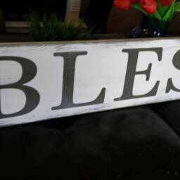 Blessed Sign Horizontal Wall Hanging Rustic Distressed Large Wood Primitive Religious Decoration Farmhouse Decor Housewarming Gift - thumbnail 2