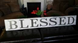 Blessed Sign Horizontal Wall Hanging Rustic Distressed Large Wood Primitive Religious Decoration Farmhouse Decor Housewarming Gift