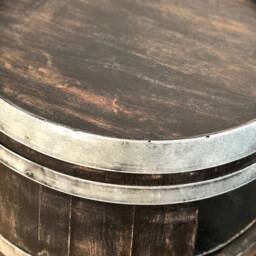 Wine Barrel Coffee Table With Shelf Shabby Black - thumbnail 3