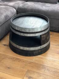 Wine Barrel Coffee Table With Shelf Shabby Black